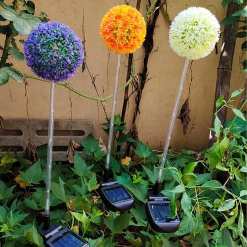 2pcs LED Solar Light Dandelion Flower Ball Lawn Stake Lamp Garden Art Decoration Solar Energy Powered Waterproof Outdoor Light