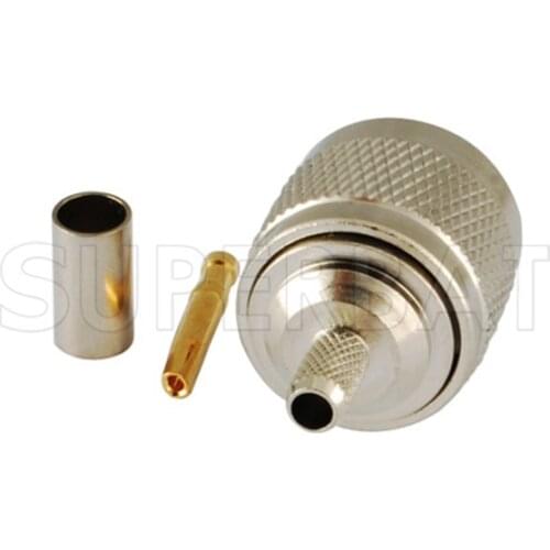 Superbat 10pcs RP-N Crimp Plug(female pin) RF Coaxial Connector for RG58,RG142,RG400,LMR195