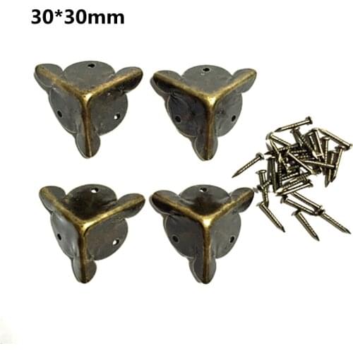 10pcs 30mm antique furniture Metal Corner protector Security angle Box corners Feet care Small Hardware accessories 10pcs/lot