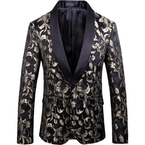 Jacquard embroidery blazers mens gold suit dress large size autumn and winter costume mariage high-end European and American