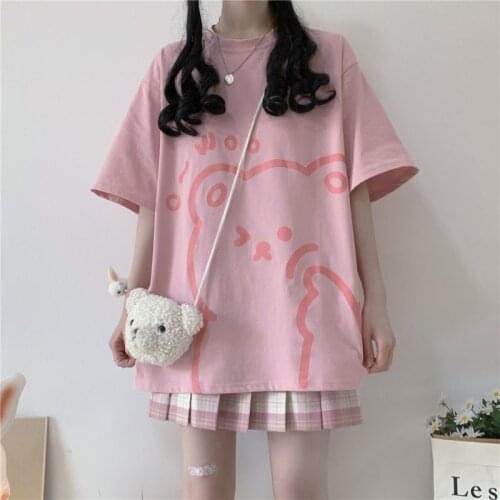 Fashion Suit Female Summer 2021 New Student Korean Loose Print T-shirt + High Waist Short Pleated Skirt Two-piece