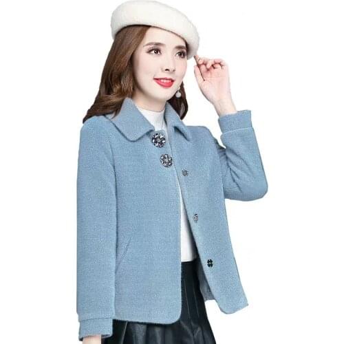 Women Woolen Coat 2021 Women Autumn Winter Short Wool Jacket Femme Imitate Mink Fleece Overcoat Ladies Casual Tops 4XL A