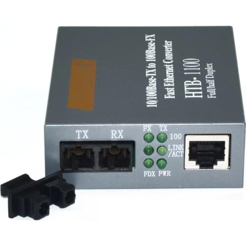 1 pair HTB-1100-25KM Optical Media Converter 10/100Mbps RJ45 Multi-Mode Duplex Fiber SC port Converter Internal Power Supply