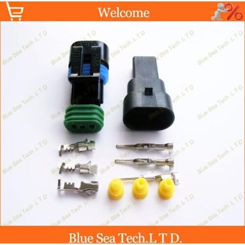 10 sets 3 Pin/way 1.5mm car connector,Auto Waterproof Electrical connector Male&Female kit for Delphi Automotive series