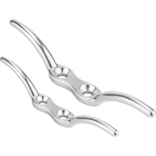 2Pcs 316 Stainless Steel Flagpole Rope Cleat Hook Boat Mooring Hardware