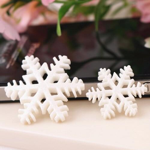 30PCS Merry Christmas Ornaments Sale White Snow Flake Resin Flat Backs Craft New Year Gifts SALE Craft ornaments