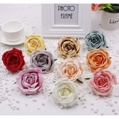 50pcs/lot simulation flower head rose silk flowers DIY artificial flower heads For wedding background wall home decoration