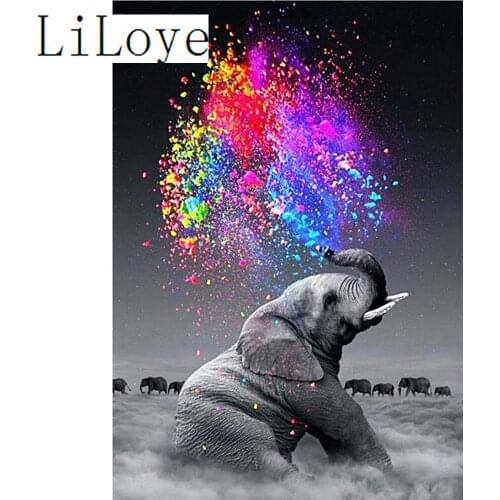 5D DIY Diamond Painting Cross Stitch Crystal Mosaic Animal Elephant Diamond Embroidery Icon Rhinestone Decoration Painting FZ584