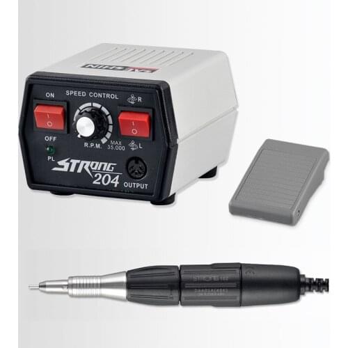 65W Strong 204 35000RPM Strong 210 102 Handpiece Electric Nail Drills Machine Manicure Pedicure Nail File Polishing Equipment