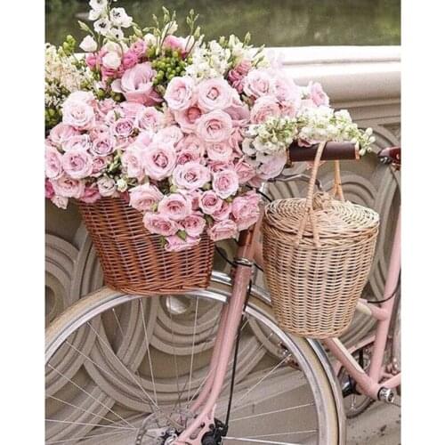 5D DIY Diamond Painting Landscape Diamond Embroidery bicycle&Flower Full Square/round Drill Mosaic Cross Stitch Decoration WG104