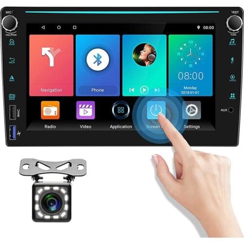 8Inch Quad Core Android 10.0 Car Multimedia Player 2 DIN Touchcreen Car Stereo GPS WIFI FM BT Mirror Link with Camera