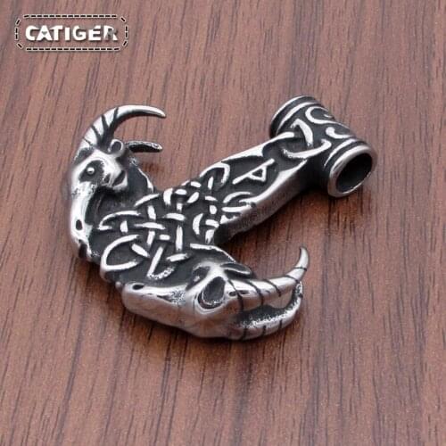Free Shipping Viking Mjolnir Thors Hammer Double Sheep Stainless Steel Pendant Scandinavian Pagan Norse Rune Totem Man Amulet