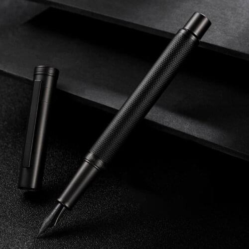 Black Metal Fountain Pen Titanium Black EF/F Nib High Quality Tree Texture Excellent Writing Gifts For Business Office Supplies
