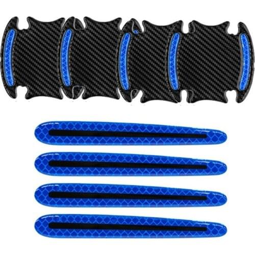 For Door Handle Bowl 8pcs Car Styling Door Handle Protective Film Blue Reflective Safety Warning Sticker Mayitr