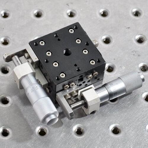 XY axis two-dimensional moving stage optical manual precision cross rail displacement fine-tuning sliding stage 40mm aluminum