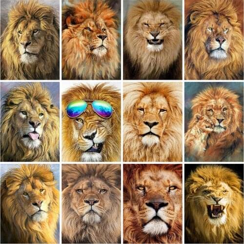 Evershine 5D DIY Diamond Painting Lion Animals Diamond Embroidery Cross Stitch Rhinestone Mosaic Art Home Decoration