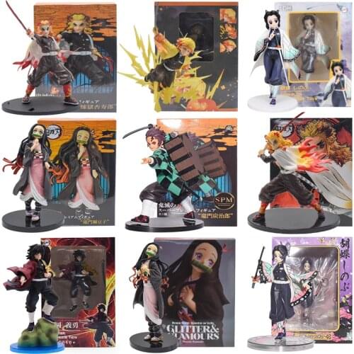 Demon Slayer Figure Kamado Tanjiro Agatsuma Zenitsu PVC Action Figures Model Doll Toy Kimetsu no Yaiba Figurine Kochou Shinobu