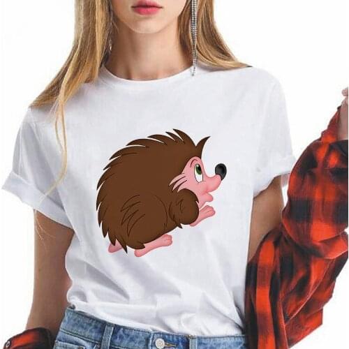 Little hedgehog Printed Love Kawaii Womens T Shirt Hipster Breathable Beautiful Style T Shirts Female Y2k Fashion Youth Top