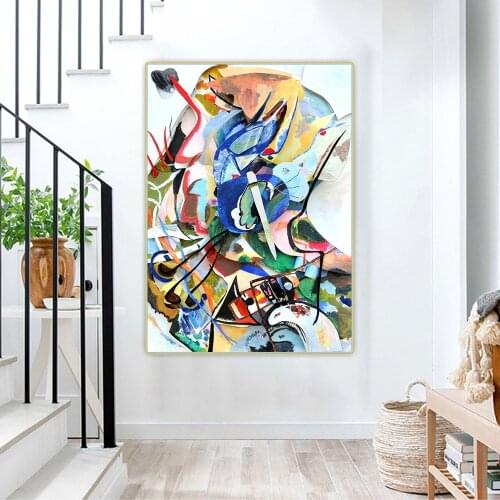 Holover Canvas Oil Painting Wassily Kandinsky"Geometric Abstraction"Western Art Decor Poster Wall Art Aesthetic Home Decoration