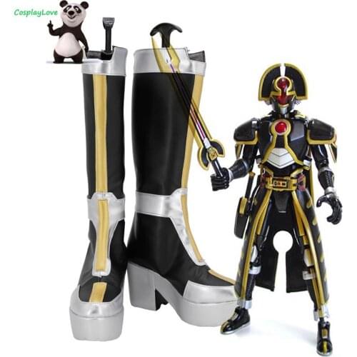 Kamen Rider Masked Rider Orga 555 Orga Yellow Black Shoes Cosplay Long Boots Leather Custom Made For Party Christmas Halloween