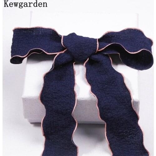 Kewgarden Gift Packing DIY Hairbow Accessories Handmade Cartfs Sewing 1.5" 1" 25mm 38mm Colorful Wavy Edges Ribbon 10 Yards