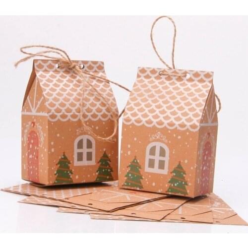 Candy Cookies Box 10pcs Christmas Cookies Gift Packing Paper Box For Birthday Party Cake Chocolate Candy Holders DIY Handmade