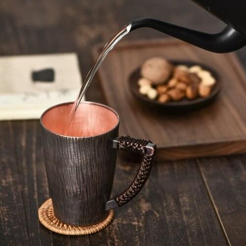 Handmade creative mug pure copper tea cup thickened heat resistant household water coffee milk cup breakfast drinking cup