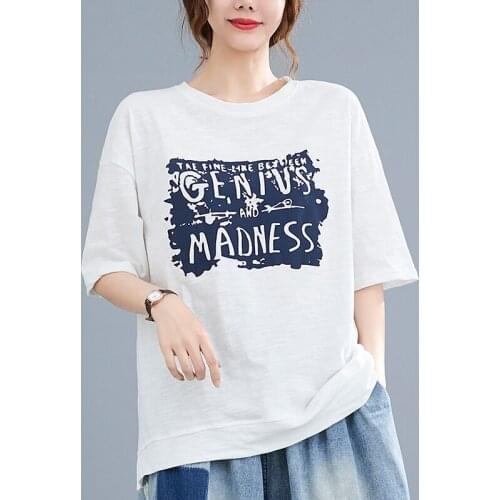 O-neck Soft Cotton Loose Tshirts 2021 New Print Letter Korea Style Street Fashion Girl Summer T Shirt Women Tops Casual T-shirt