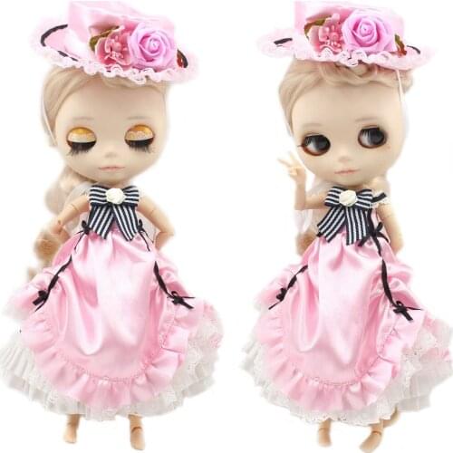 ICY DBS Blyth doll princess dress lolita pink dress suit with hat anime outfits