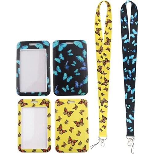MD277 DMLSKY Butterfly Necklack Lanyard Key Gym Strap Multifunction Mobile Phone Decoration With Cartoon Card Holder Cover