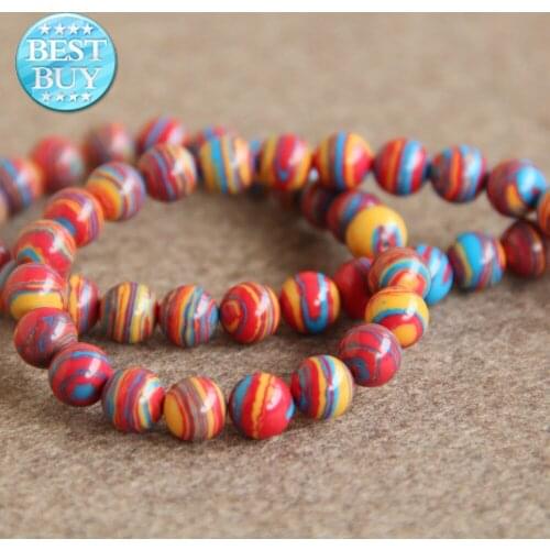 Min Order1) 8mm Fashion Natural Multicolor Turkey Stone Bead Stripe Round Stone Accessory Parts 15inch Jewelry Making Design