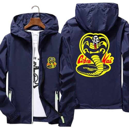 Cobra Kai Strike First Strike Hard Hooded Mens Jacket Windproof Thin Reflective Zipper Sunscreen Windbreaker Skin Outdoor Coats