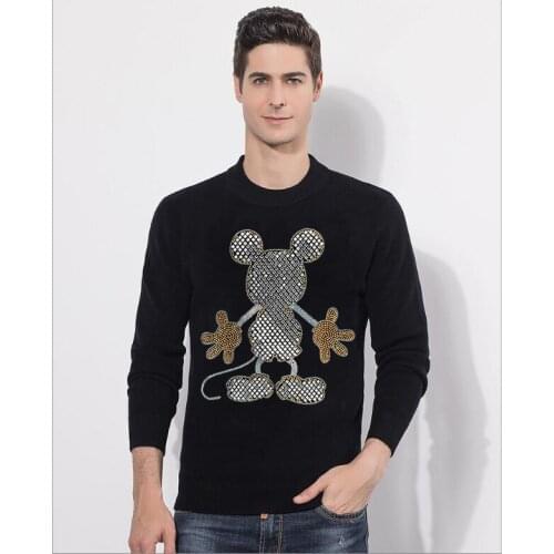 Fashion Brand sweater 2021 Black Striped winter Autumn Hip Hop style Casual Mens Diamond stone Punk Streetwear Clothes