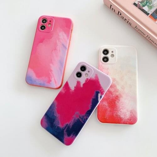 Watercolor TPU Case Soft Phone Case For iPhone 12 11 Pro Xs Max Xs XR 7 8Plus Case
