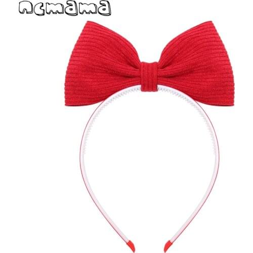 5'' Corduroy Big Bow Hairband for Girls Handmade Candy Color Bowknot Headband Hair Hoop with Teeth Party Kids Hair Accessories