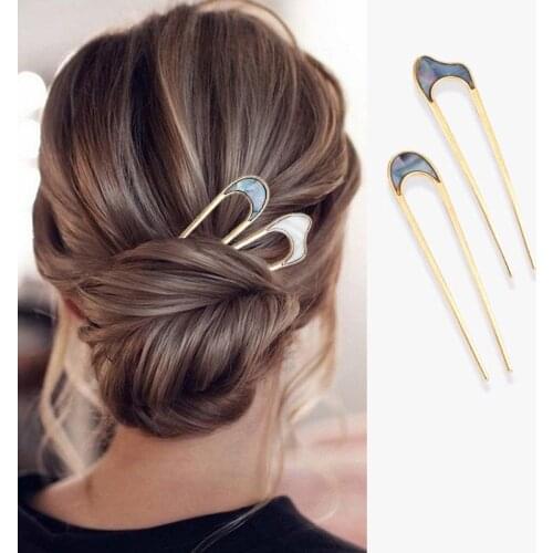New Fashion U Shape Hair Clips Metal Forks Hair Sticks Hairpins for Women HairStyle Tools Elegant Hair Accessories Headwear Gift