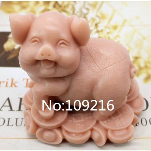 New Product!!1pcs 3D Coin Pig (zx207) Food Grade Silicone Handmade Soap Mold Crafts DIY Mould