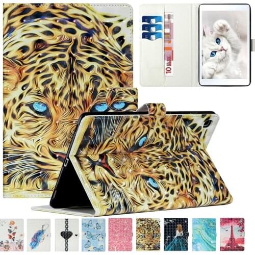 Painted Funda For Samsung Galaxy Tab A 8 Case 2019 SM-T290 SM-T295 T297 Coque TPU PU Leather Shell For Samsung Tab A 8.0 Cover