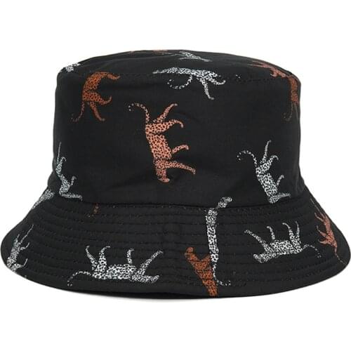 Summer Cartoon Leopard Letter Print Bucket Hat Women Men Hip Hop Animal Fisherman Hat Boys Girl Travel Beach Sun Hat Panama