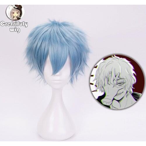 My Hero Academia Boku no Hiro Akademia Shigaraki Tomura Short Blue Cosplay Costume Synthetic Hair Wig + Free Wig Cap