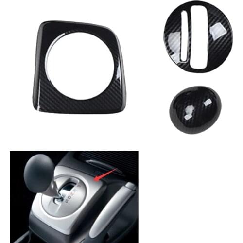 3Pcs AT Car Carbon Fiber Gear Shift Panel Cover Frame Trim RHD for Honda Civic 2006-2011