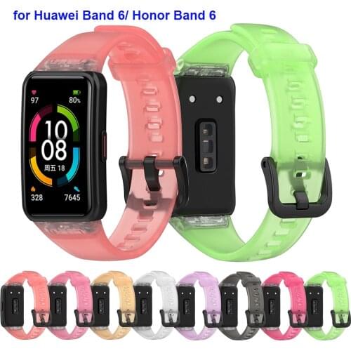 Crystal TPU Bands for Huawei Band 6/Honor Band 6 Smart Wristband High Quality Replacement Strap for Huawei Band 6 Smartwatch