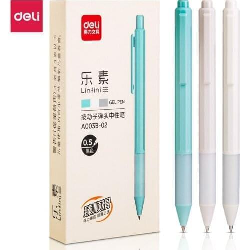 3PCS Deli lesu neutral pen students use 0.5mm bullet head signature pen writing tools school office supplies papeleria y oficina