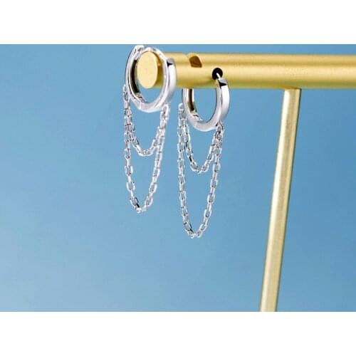 925 sterling silver earring fashion Ring chain irregular ear ring short drop earring sweet wild trend female girl ear jewelry