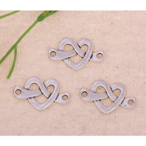 Connector Heart Charm Pendants Vintage Silver For Bracelet Necklace Fashion Jewelry Making Bead Brand DIY Accessories 10PCS A248
