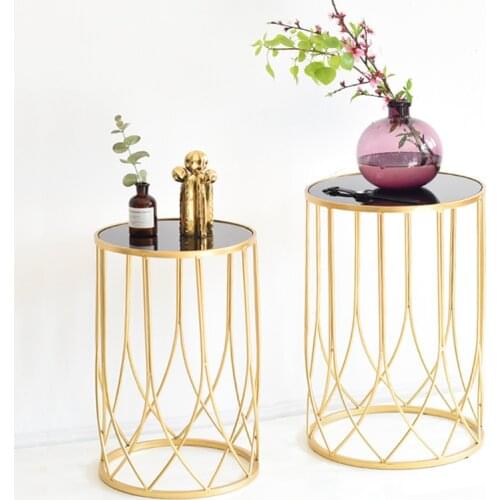 Modern Style Light Luxury Iron Art Coffee Table Gold Model Room Soft Decoration Creative Sofa Small Side Table Corner