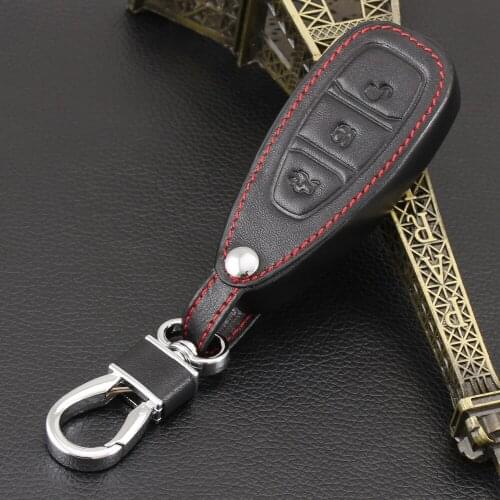 VCiiC Genuine Leather Key Cover For Ford Fiesta Focus Mondeo Ecosport Kuga Focus ST Car Key Smart Remote Key Case Fob