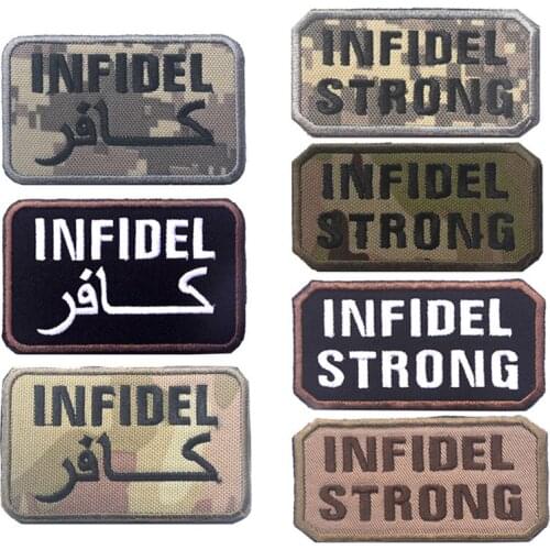 Embroidered INFIDEL STRONG CP ACU Tactical Badge USA Army Hook & Loop Embroidery Decorative Patch