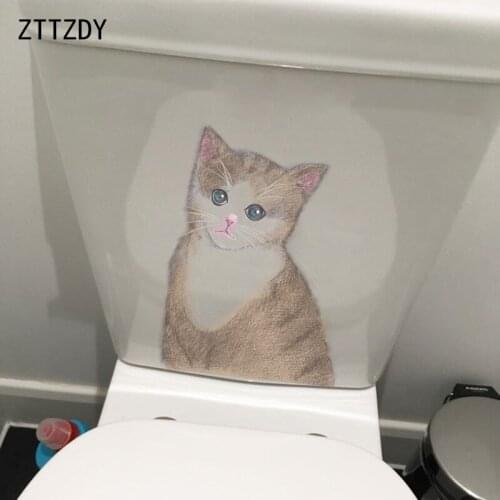 ZTTZDY 18.3*25CM Cute Cat Wall Decal Toilet Sticker Living Room Home Decor T3-0286
