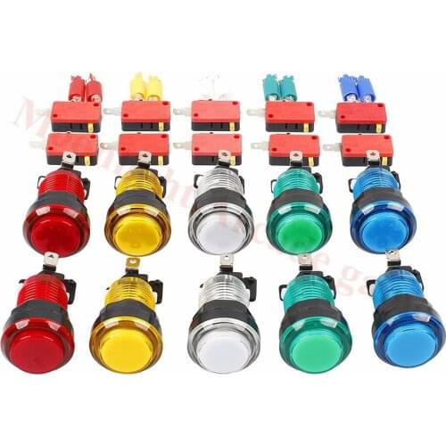 10pcs 32mm transparent LED Round Push Button with 12V led light for Arcade Machine-Game Machine Accessory-Game Machine Parts